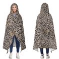 thumbnail image 1 of Wearable Blanket,Black and Tan Leopard Print Hooded Wearable Flannel Blanket for Adults & Teens,Winter Poncho Shawl Wrap Cape Cozy Anti-Pill,60"x80", 1 of 5