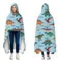 thumbnail image 1 of Wearable Blanket,Blue Cartoon Dinosaurs Names Pattern Hooded Wearable Flannel Blanket for Adults & Teens with Buckle,Winter Poncho Shawl Wrap Cape,60"x80", 1 of 5