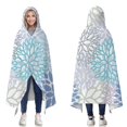 thumbnail image 1 of Wearable Blanket,Blue Floral Leaf Pattern Hooded Wearable Flannel Blanket for Adults & Teens,Winter Poncho Shawl Wrap Cape Cozy Anti-Pill,60"x80", 1 of 5
