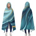 thumbnail image 1 of Wearable Blanket,Blue Gold Marble Pattern Hooded Wearable Flannel Blanket for Adults & Teens,Winter Poncho Shawl Wrap Cape Cozy Anti-Pill,60"x80", 1 of 5