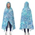 thumbnail image 1 of Wearable Blanket,Blue White Tie Dye Wave Pattern Hooded Wearable Flannel Blanket for Adults & Teens,Winter Poncho Shawl Wrap Cape Cozy Anti-Pill,50"x60", 1 of 5