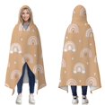 thumbnail image 1 of Wearable Blanket,Brown Boho Bohemia Rainbow Hearts Pattern Hooded Wearable Flannel Blanket for Adults & Teens,Winter Poncho Shawl Wrap Cape Cozy Anti-Pill,50"x60", 1 of 5