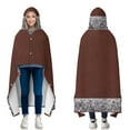 thumbnail image 1 of Wearable Blanket,Brown Silver Football Pattern Hooded Wearable Flannel Blanket for Adults & Teens with Buckle,Winter Poncho Shawl Wrap Cape,50"x60", 1 of 5