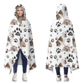 thumbnail image 1 of Wearable Blanket,Bulldog Dog and Footprints Hooded Wearable Sherpa Blanket for Adults & Teens,Winter Poncho Shawl Wrap Cape Thick Warm,50"x60", 1 of 5