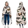 thumbnail image 1 of Wearable Blanket,Butterfly Species Chart Hooded Wearable Flannel Blanket for Adults & Teens with Buckle,Winter Poncho Shawl Wrap Cape,50"x60", 1 of 5