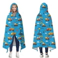 thumbnail image 1 of Wearable Blanket,Cartoon Construction Vehicles Stop Signs Hooded Wearable Flannel Blanket for Adults & Teens,Winter Poncho Shawl Wrap Cape Cozy Anti-Pill,50"x60", 1 of 5