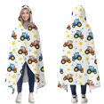 thumbnail image 1 of Wearable Blanket,Cartoon Tractors Stars White Pattern Hooded Wearable Flannel Blanket for Adults & Teens,Winter Poncho Shawl Wrap Cape Cozy Anti-Pill,60"x80", 1 of 5