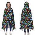 thumbnail image 1 of Wearable Blanket,Colorful Cartoon Dinosaurs with ColorBlocks Pattern Hooded Wearable Flannel Blanket for Adults & Teens,Winter Poncho Shawl Wrap Cape Cozy Anti-Pill,50"x60", 1 of 5