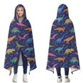thumbnail image 1 of Wearable Blanket,Colorful Cartoon Dinosaurs Plants Pattern Hooded Wearable Flannel Blanket for Adults & Teens,Winter Poncho Shawl Wrap Cape Cozy Anti-Pill,50"x60", 1 of 5