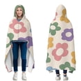 thumbnail image 1 of Wearable Blanket,Colorful Daisy Flower Silhouette Pattern Hooded Wearable Flannel Blanket for Adults & Teens with Buckle,Winter Poncho Shawl Wrap Cape,60"x80", 1 of 3