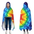 thumbnail image 1 of Wearable Blanket,Colorful Rainbow Tie Dye Spiral Pattern Hooded Wearable Flannel Blanket for Adults & Teens with Buckle,Winter Poncho Shawl Wrap Cape,50"x60", 1 of 5
