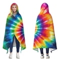 thumbnail image 1 of Wearable Blanket,Colorful Rainbow Tie Dye Spiral Pattern Hooded Wearable Flannel Blanket for Adults & Teens,Winter Poncho Shawl Wrap Cape Cozy Anti-Pill,50"x60", 1 of 5