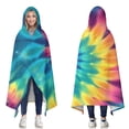 thumbnail image 1 of Wearable Blanket,Colorful Rainbow Tie Dye Spiral Pattern Hooded Wearable Sherpa Blanket for Adults & Teens,Winter Poncho Shawl Wrap Cape Thick Warm,60"x80", 1 of 5