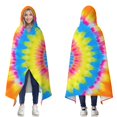 thumbnail image 1 of Wearable Blanket,Colorful Tie Dye Mandala Pattern Hooded Wearable Flannel Blanket for Adults & Teens,Winter Poncho Shawl Wrap Cape Cozy Anti-Pill,60"x80", 1 of 5