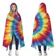 thumbnail image 1 of Wearable Blanket,Colorful Tie Dye Mandala Pattern Hooded Wearable Flannel Blanket for Adults & Teens,Winter Poncho Shawl Wrap Cape Cozy Anti-Pill,60"x80", 1 of 5