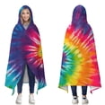thumbnail image 1 of Wearable Blanket,Colorful Tie Dye Pattern Hooded Wearable Flannel Blanket for Adults & Teens,Winter Poncho Shawl Wrap Cape Cozy Anti-Pill,50"x60", 1 of 5