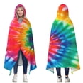thumbnail image 1 of Wearable Blanket,Colorful Tie Dye Pattern Hooded Wearable Flannel Blanket for Adults & Teens,Winter Poncho Shawl Wrap Cape Cozy Anti-Pill,50"x60", 1 of 5