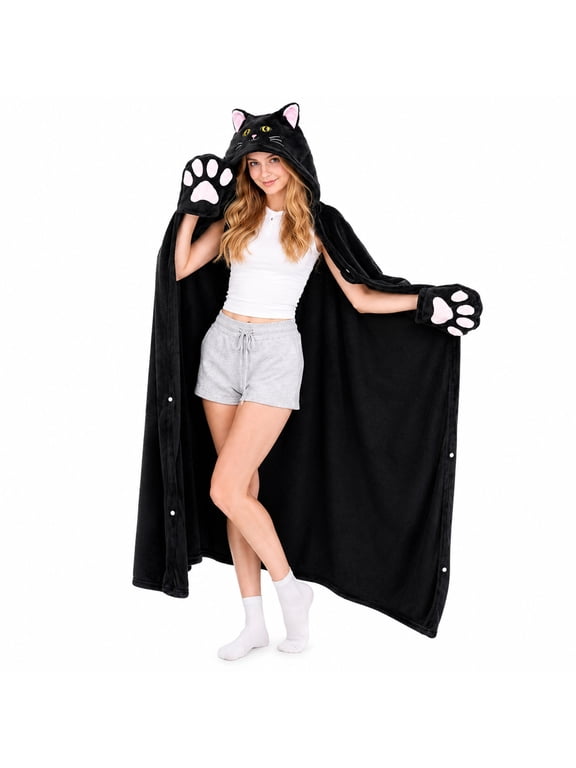 Wearable Blanket, Cute Animals Hooded Blanket Adult Blanket Hoodies for Women, Warm, Cozy Throw Wrap With Giant Hood, Gifts for Mom Girlfriend Wife Sister Kids