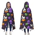 thumbnail image 1 of Wearable Blanket,Cute Halloween Icons Pattern Hooded Wearable Flannel Blanket for Adults & Teens,Winter Poncho Shawl Wrap Cape Cozy Anti-Pill,60"x80", 1 of 5