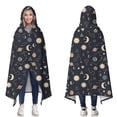 thumbnail image 1 of Wearable Blanket,Dark Blue Sun Moon Cloud Star Pattern Hooded Wearable Sherpa Blanket for Adults & Teens,Winter Poncho Shawl Wrap Cape Thick Warm,60"x80", 1 of 5