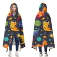 thumbnail image 1 of Wearable Blanket,DarkBlue Cartoon Dinosaurs Planets Pattern Hooded Wearable Sherpa Blanket for Adults & Teens,Winter Poncho Shawl Wrap Cape Thick Warm,60"x80", 1 of 5
