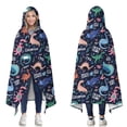 thumbnail image 1 of Wearable Blanket,DarkBlue Cartoon Dinosaurs Text Pattern Hooded Wearable Flannel Blanket for Adults & Teens,Winter Poncho Shawl Wrap Cape Cozy Anti-Pill,50"x60", 1 of 5