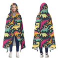 thumbnail image 1 of Wearable Blanket,DarkBlue Colorful Dinosaurs Pattern Hooded Wearable Flannel Blanket for Adults & Teens,Winter Poncho Shawl Wrap Cape Cozy Anti-Pill,50"x60", 1 of 5