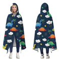 thumbnail image 1 of Wearable Blanket,DarkBlue Dinosaurs Clouds Rainbows Pattern Hooded Wearable Flannel Blanket for Adults & Teens,Winter Poncho Shawl Wrap Cape Cozy Anti-Pill,50"x60", 1 of 5
