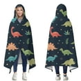thumbnail image 1 of Wearable Blanket,DarkBlue Dinosaurs Leaves Pattern Hooded Wearable Flannel Blanket for Adults & Teens,Winter Poncho Shawl Wrap Cape Cozy Anti-Pill,60"x80", 1 of 5