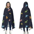 thumbnail image 1 of Wearable Blanket,DarkBlue Dinosaurs in Space Pattern Hooded Wearable Flannel Blanket for Adults & Teens,Winter Poncho Shawl Wrap Cape Cozy Anti-Pill,60"x80", 1 of 5