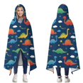 thumbnail image 1 of Wearable Blanket,DarkBlue Dinosaurs Stars Hearts Hooded Wearable Flannel Blanket for Adults & Teens,Winter Poncho Shawl Wrap Cape Cozy Anti-Pill,50"x60", 1 of 5