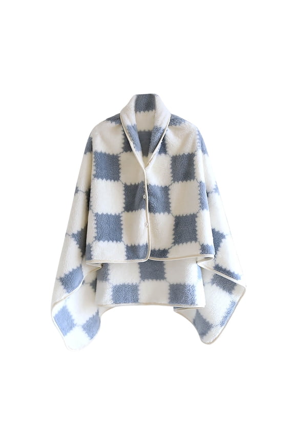 Wearable Blanket Feather Shawl Poncho Throw Cozy Sherpa Fleece Cloak Coat Fuzzy Shawl Blanket for Office Bed Sofa