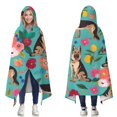 thumbnail image 1 of Wearable Blanket,German Shepherd with Pioneer Flower Hooded Wearable Flannel Blanket for Adults & Teens,Winter Poncho Shawl Wrap Cape Cozy Anti-Pill,50"x60", 1 of 4