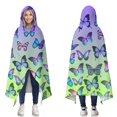 thumbnail image 1 of Wearable Blanket,Gradient Color Butterfly Pattern Hooded Wearable Flannel Blanket for Adults & Teens,Winter Poncho Shawl Wrap Cape Cozy Anti-Pill,50"x60", 1 of 5