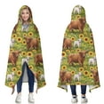 thumbnail image 1 of Wearable Blanket,Green Highland Cow Sunflower Field Pattern Hooded Wearable Sherpa Blanket for Adults & Teens,Winter Poncho Shawl Wrap Cape Thick Warm,50"x60", 1 of 5