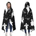 thumbnail image 1 of Wearable Blanket,Halloween Ghosts Bats and Stars Hooded Wearable Flannel Blanket for Adults & Teens,Winter Poncho Shawl Wrap Cape Cozy Anti-Pill,50"x60", 1 of 5