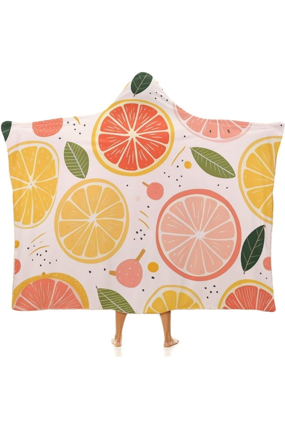 Wearable Blanket Hooded,Soft Warm Cloak Blankets,Colorful Fruit Print Hoodie Blanket for Women Men All Season Blankets