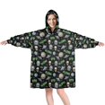 thumbnail image 1 of Wearable Blanket Hoodie,Alien Skull Black Pattern Oversized Sherpa Blanket Hoodie with Super Pockets,Super Warm Fuzzy Pullover for Women & Men, 1 of 6