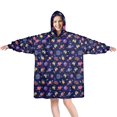 thumbnail image 1 of Wearable Blanket Hoodie,Astronaut and Heart Black Pattern Oversized Sherpa Blanket Hoodie with Super Pockets,Super Warm Fuzzy Pullover for Women & Men, 1 of 6
