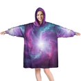 thumbnail image 1 of Wearable Blanket Hoodie,Colorful Starry Sky and Universe Oversized Sherpa Blanket Hoodie with Super Pockets,Super Warm Fuzzy Pullover for Women & Men, 1 of 6