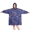 thumbnail image 1 of Wearable Blanket Hoodie,Dachshund Blue Pattern Oversized Sherpa Blanket Hoodie with Super Pockets,Super Warm Fuzzy Pullover for Women & Men, 1 of 6