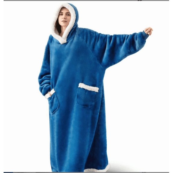 Wearable Blanket Hoodie, Hoodie Flannel Oversized Sherpa Fleece Sweatshirt Blanket with Giant Hood Pocket and Sleeves for Adult