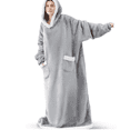 thumbnail image 1 of Wearable Blanket Hoodie, Hoodie Flannel Oversized Sherpa Fleece Sweatshirt Blanket with Giant Hood Pocket and Sleeves for Adult, 1 of 6