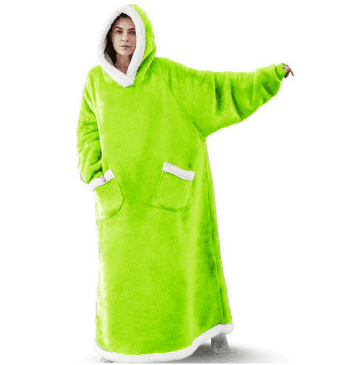 Wearable Blanket Hoodie, Hoodie Flannel Oversized Sherpa Fleece Sweatshirt Blanket with Giant Hood Pocket and Sleeves for Adult