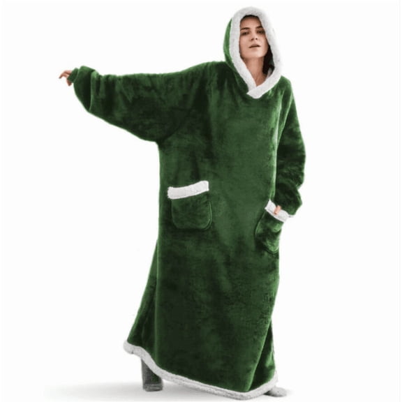 Wearable Blanket Hoodie, Hoodie Flannel Oversized Sherpa Fleece Sweatshirt Blanket with Giant Hood Pocket and Sleeves for Adult