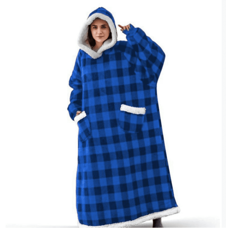Wearable Blanket Hoodie, Hoodie Flannel Oversized Sherpa Fleece Sweatshirt Blanket with Giant Hood Pocket and Sleeves for Adult
