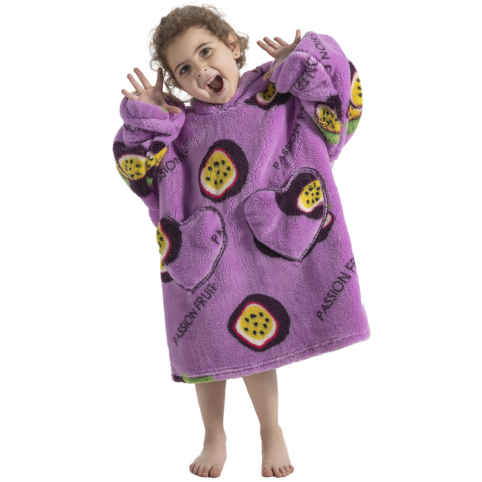 Wearable Blanket Hoodie for Kids,Flannel Oversized Sweatshirt Hoodie