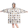 thumbnail image 1 of Wearable Blanket Hoodie,Multicolor Cat White Pattern Oversized Sherpa Blanket Hoodie with Super Pockets,Super Warm Fuzzy Pullover for Women & Men, 1 of 6