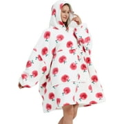 Wearable Blanket Hoodie Oversize Sherpa Fleece Hooded Blanket for Adults and Kids Snuggie Sweatshirt for Women Men