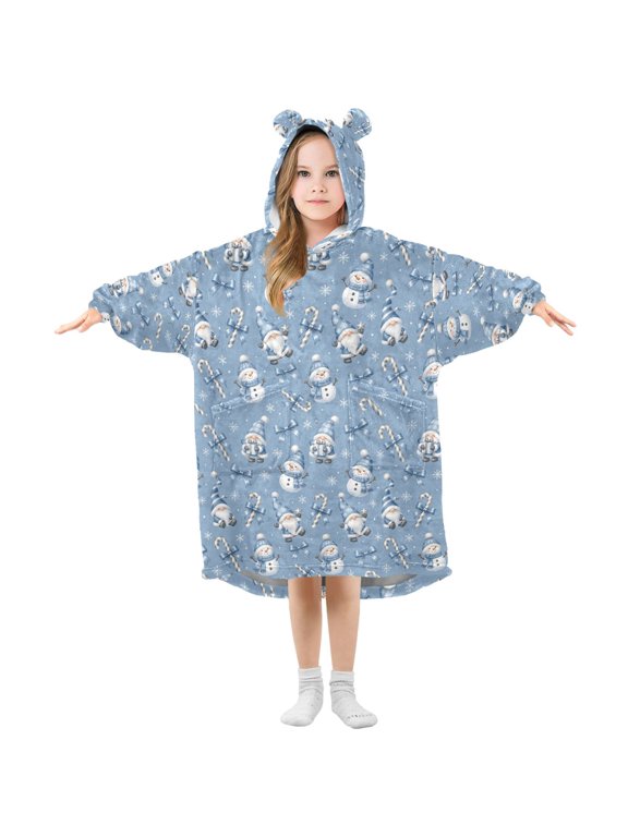 Wearable Blanket Hoodie Oversized Blanket Hoodie for Boys Girls Teens 3-14YR Cute Christmas Dwarf